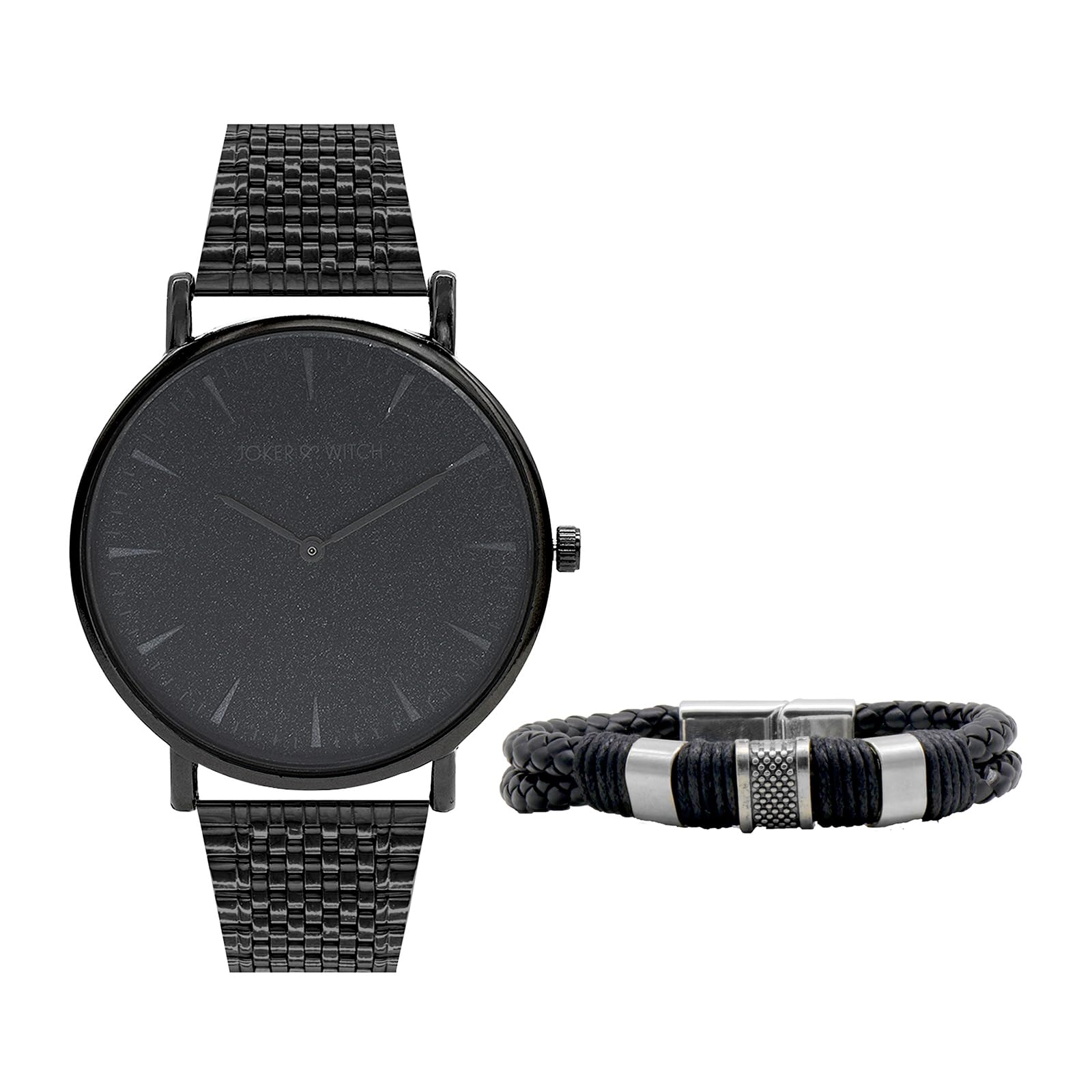 Joker & Witch Stainless Steel Joker And Witch Ebony Black Dial Men Analogue Watch Bracelet Stack, Black Band (B0CDBPDYCW) Amazon Price History, Amazon Price Tracker