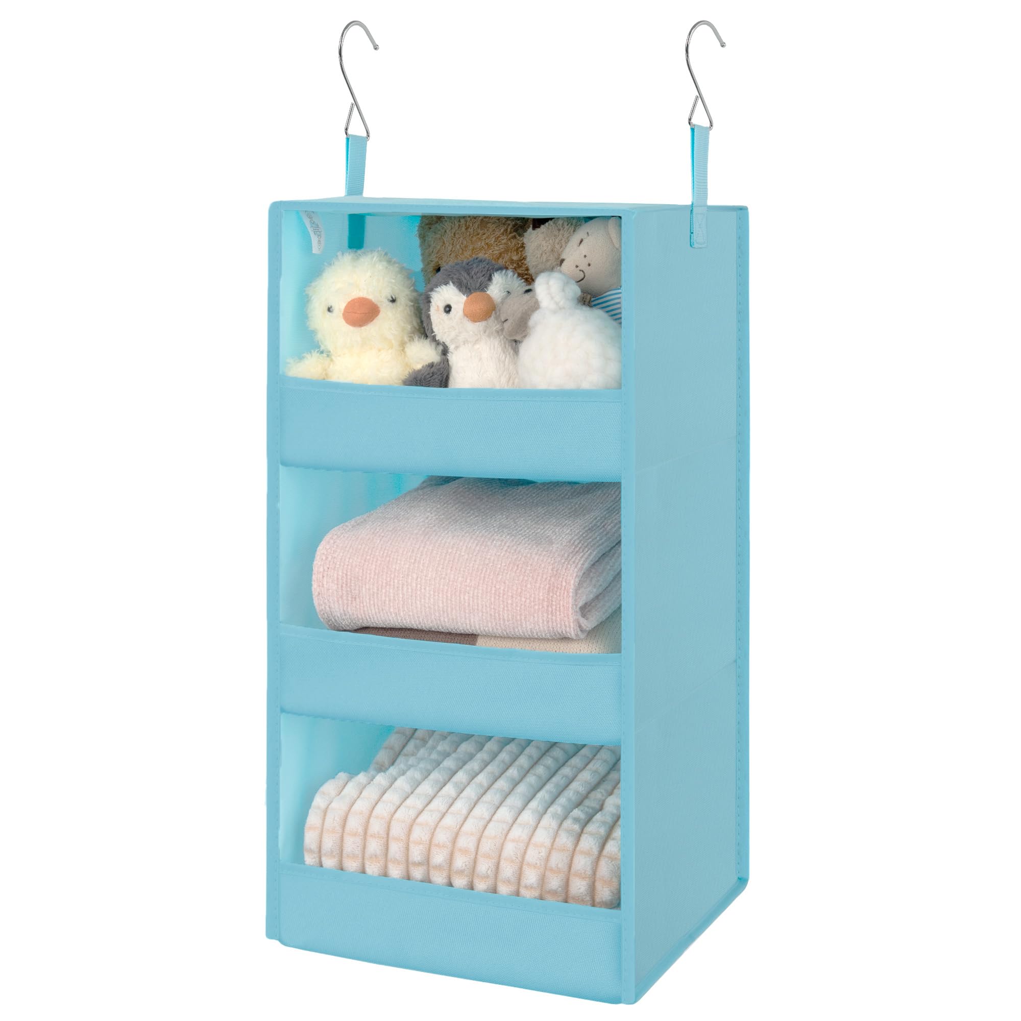 GRANNY SAYS hänge Organizer mit 3 Fächern, 1 Stück Hängeregal Schrank Organizer, Kleiderschrank Hängeorganizer stabil, Hellblau Hängeregal Stoff, Faltbare Hängeorganizer Schrank, Hängeaufbewahrung