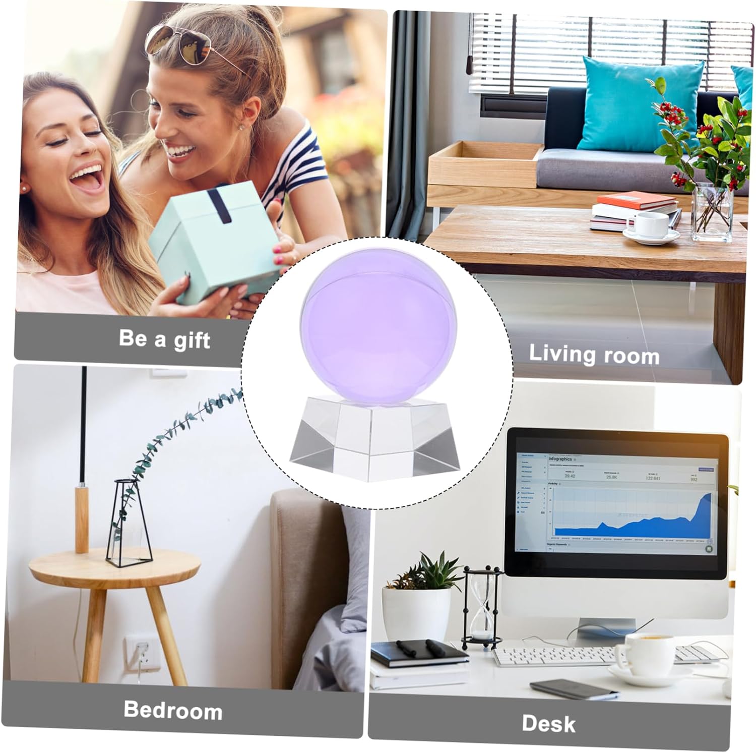 1set Crystal Sphere Adornment with Stand Decorative Accessory for Birthdays Weddings Home Office Decor Stylish Box