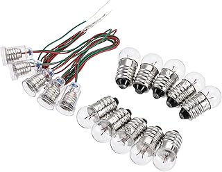 MECCANIXITY E10 Lamp Socket, 1.5V Bulb Holder Wire Lead Screw Base with E10 Bulb, Nickel Plated Copper, 1 Set