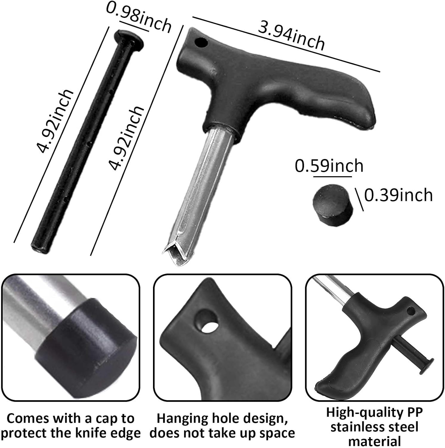 3 PCS Coconut Opener Tool Set, Stainless Coconut Meat Remover Peeler Cutter & Straw Hole Puncher, Abridor de Coco