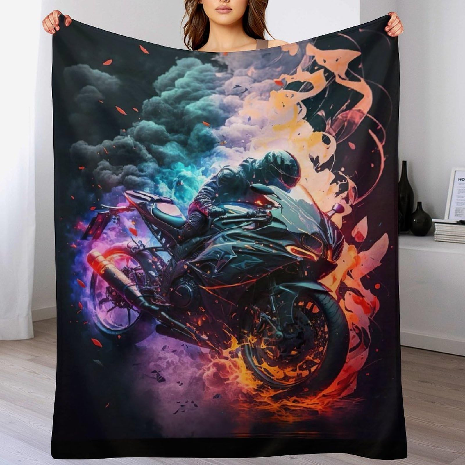 Couverture polaire moto pour des moments cosy sur le canapé 130x180cm