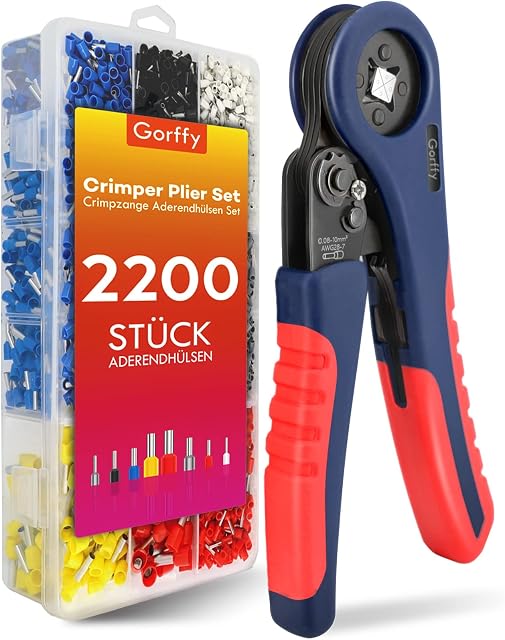 Gorffy Ferrule Crimping Tool Set, 2200 Pcs Wire Crimping Tools Connectors, Electricians Tools Kit 0.2510mm², Cable Crimper Plier Set 8 Types