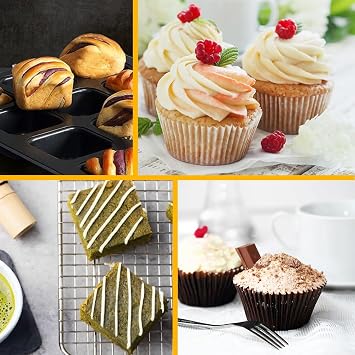 2 Pack Brownie Pan,12 Cup Muffin Cupcake Pan, NonstickMuffin Baking Pans, 12 Cavity Carbon Steel Muffin Tins Tray Bareware for Oven Baking Cupcakes Mini Tart, Set of 2