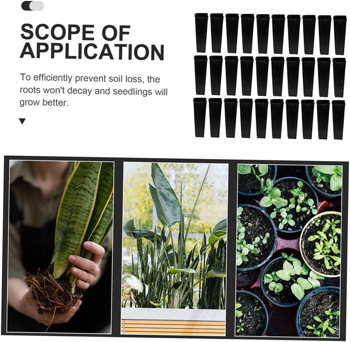 POPETPOP 50pcs Thickened Black Plastic Plant Nursery Bags 9x29cm, Elongated Seedling Grow Bags for Citrus and Vegetable Gardening, Sturdy Aeration Pots for Outdoor Planting