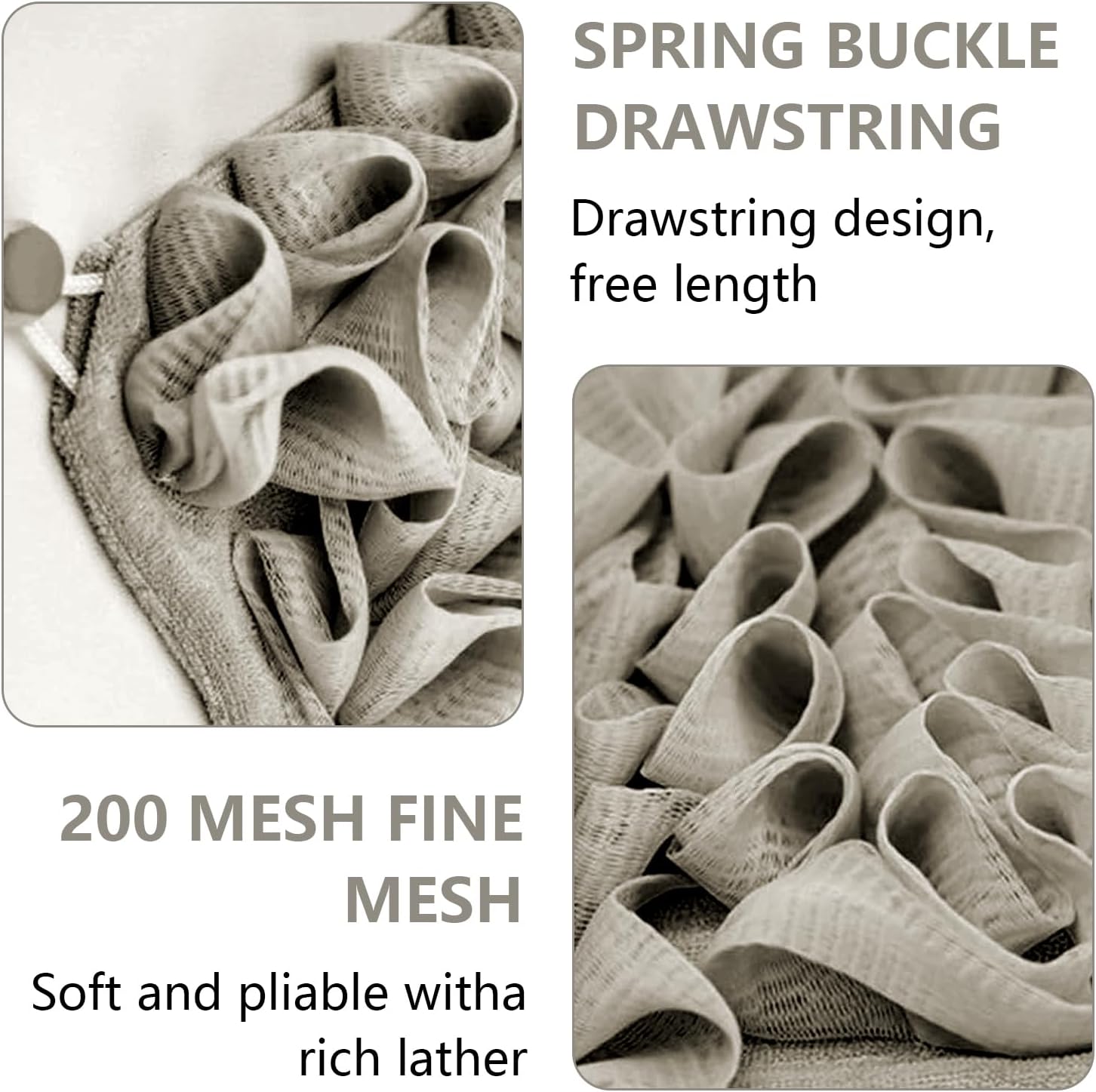 2pcs Loofah Cloth for Bar Soap, Loofah Washcloth Shower Ball 2-in-1 (Gray and Brown)