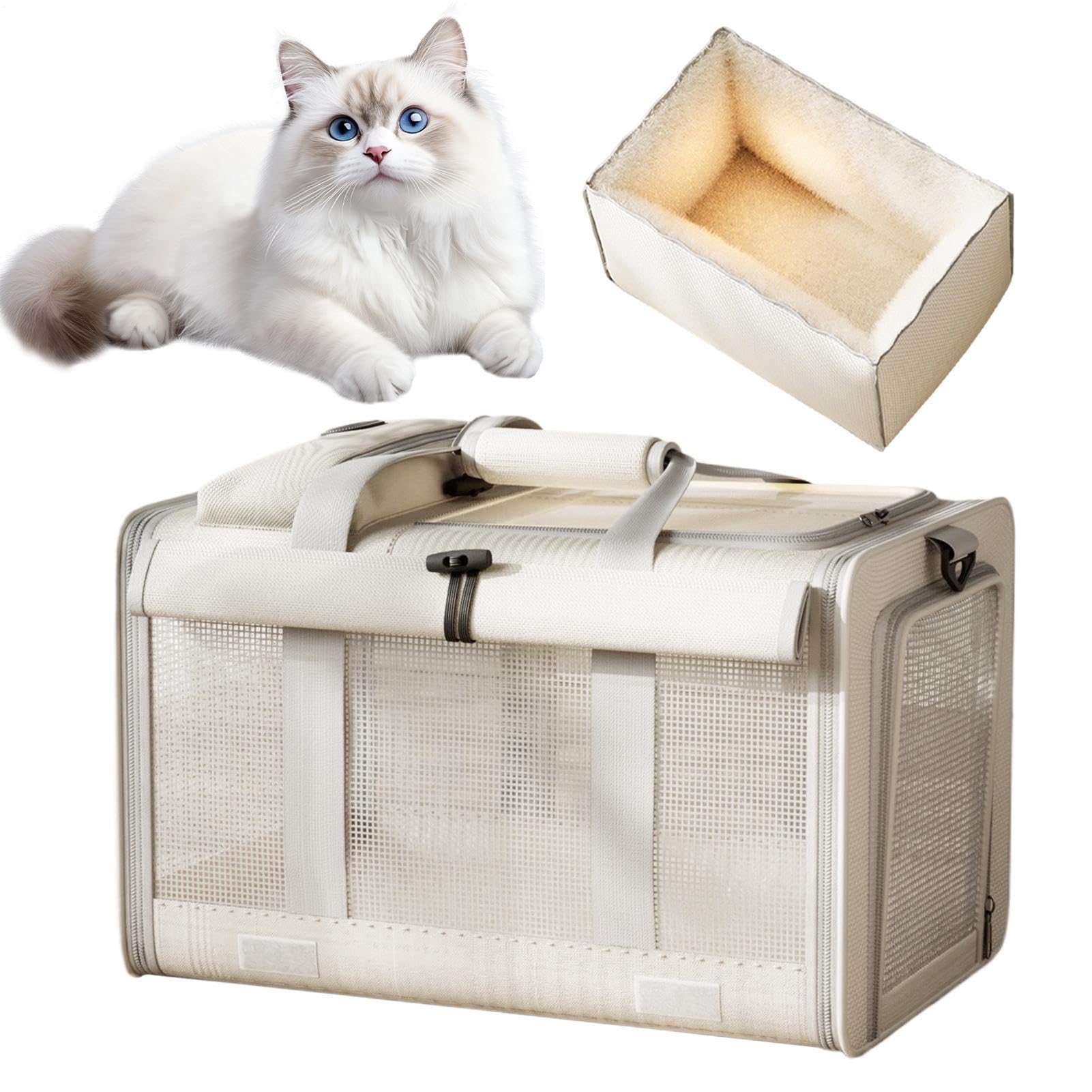 Trasportino Per Gatti Cassa Da Trasporto Per Animali Di Grande Capacità Con | Borsa Morbida Portatile Per Gatti Per Brevi Viaggi A Piedi In Auto Escursionismo All'Interno