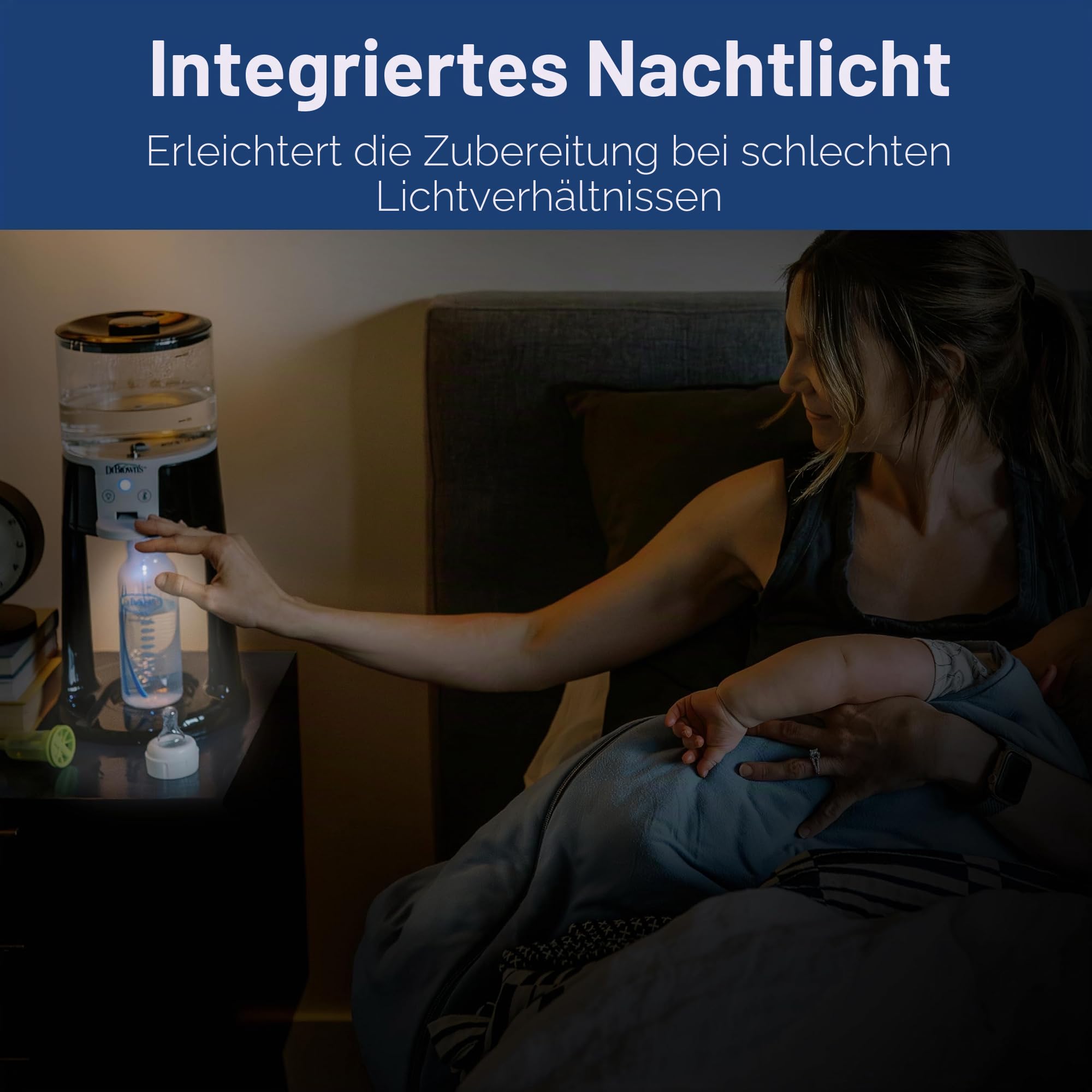Dr. Brown's Insta-Prep Warmwasserspender zur sofortigen Vorbereitung der Babyflasche mit großem Fassungsvermögen und 3 Temperatureinstellungen, Schwarz