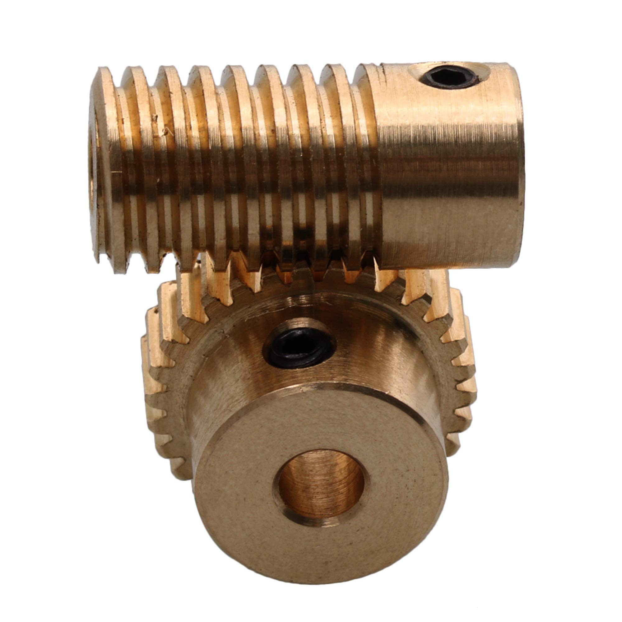 Yibuy 0,5 Modulus 1:30 Messing-Schneckenrad 30 Zähne & 4 mm Lochdurchmesser Schaft-Sets