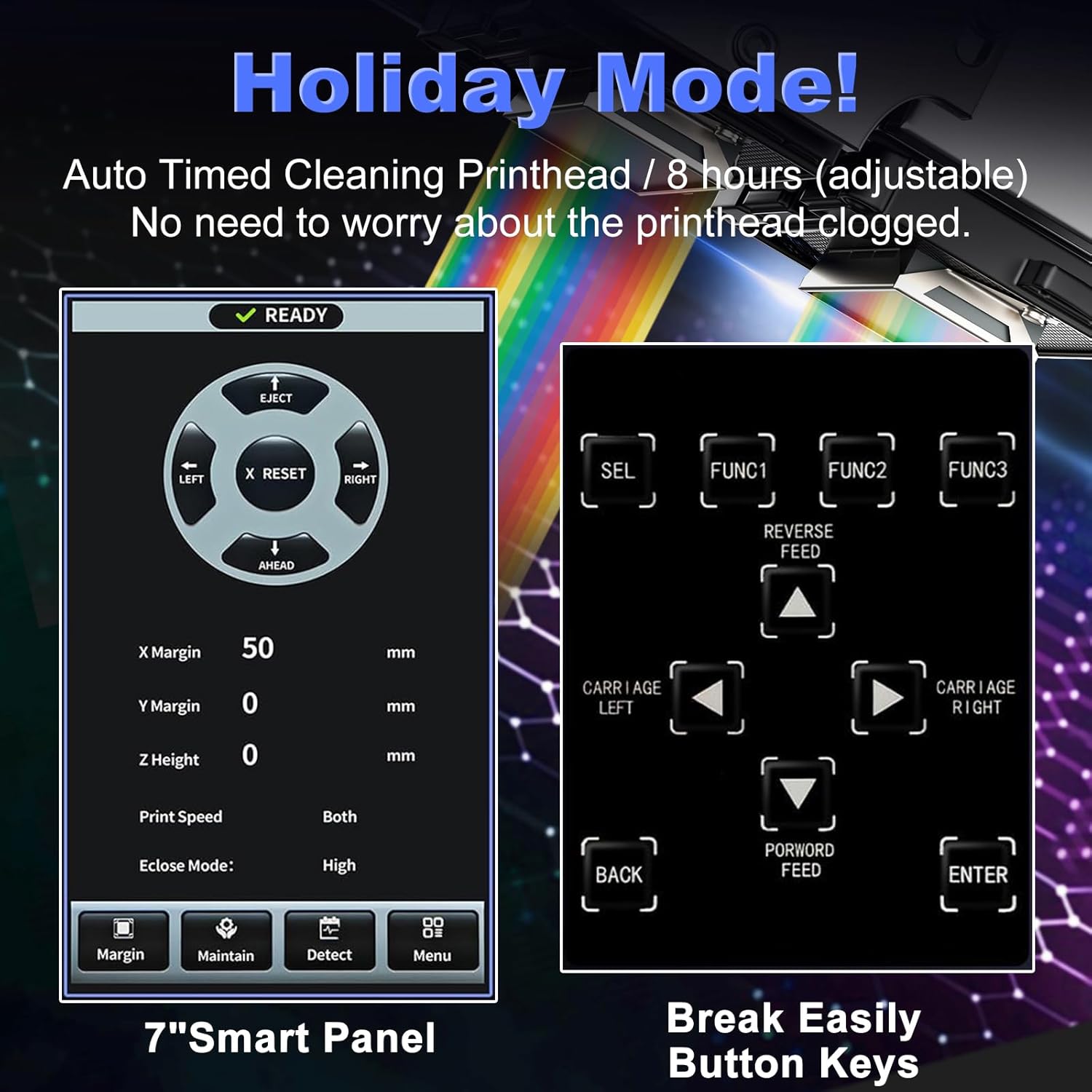 MZK A3 Plus XP600 Double-Head DTF Printer,Automatic Time Cleaning+Ink Anti-Clog Design,3X Speed Compared to L1800,5" LED Touchscreen+Film Cutter,Gift Ink 2 Years