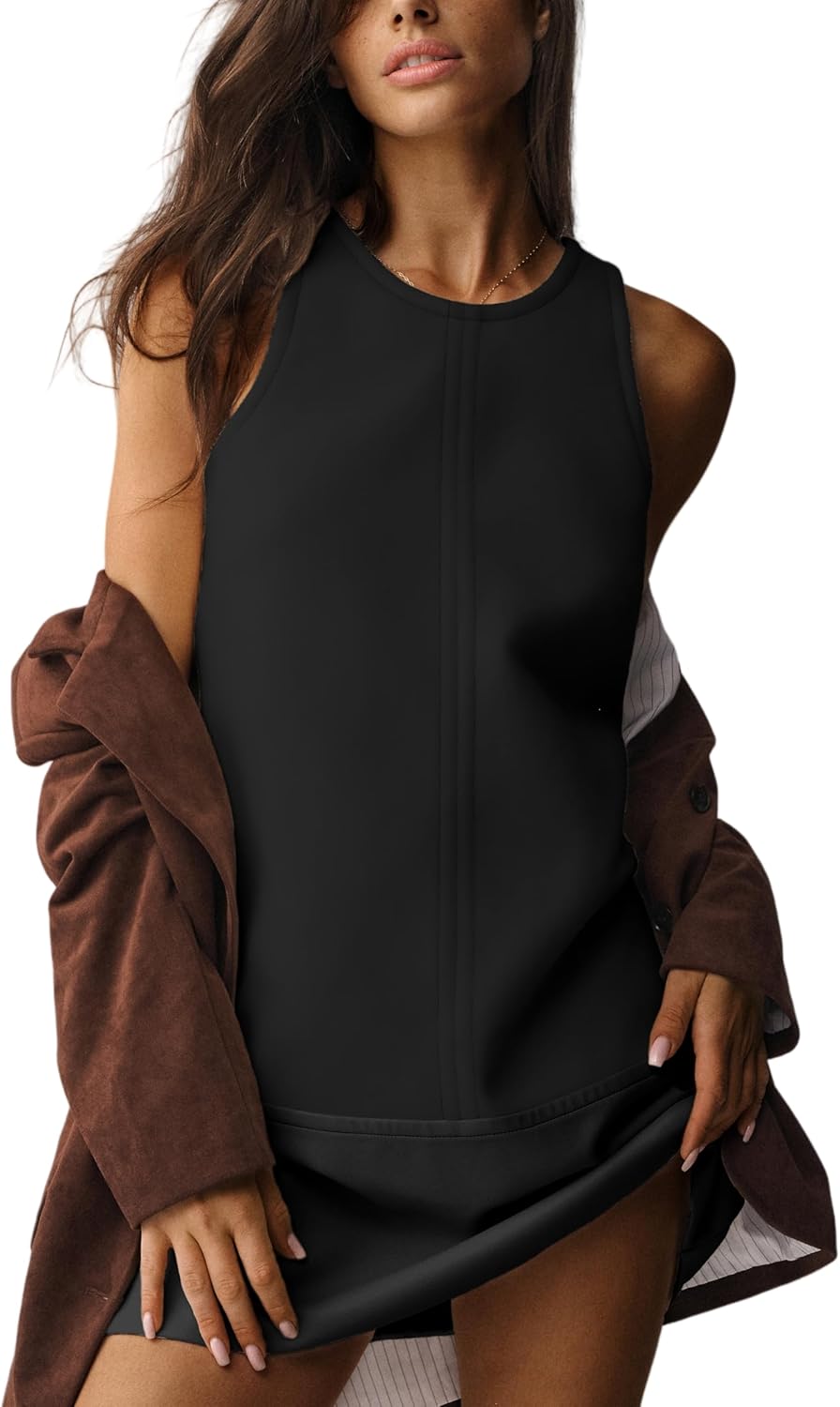 Majdan Womens Tank Dress Sleeveless Shift Mini Dress Party Casual A Line Short Dresses with Back Zipper