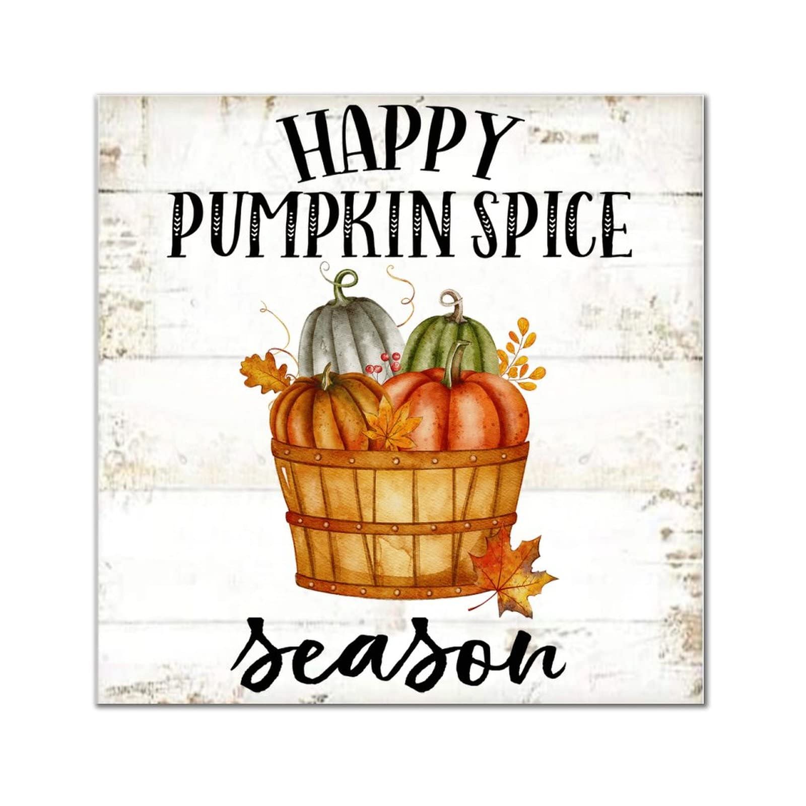 Panneau bois Happy Pumpkin Spice Season aux finitions soignées pour décoration rétro