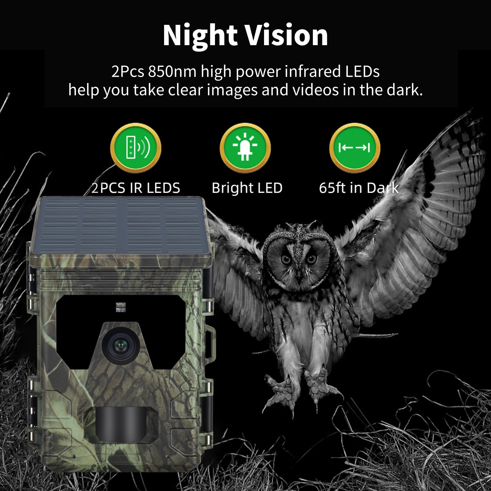 Diyeeni Caméra de Suivi WiFi 4K 50 MP Carte SD 256 Go, Caméra de Jeu avec Vision Nocturne, Déclencheur de Mouvement 0,05 S, étanche IP65, 30,5 M, LED Infrarouges sans Lueur pour la