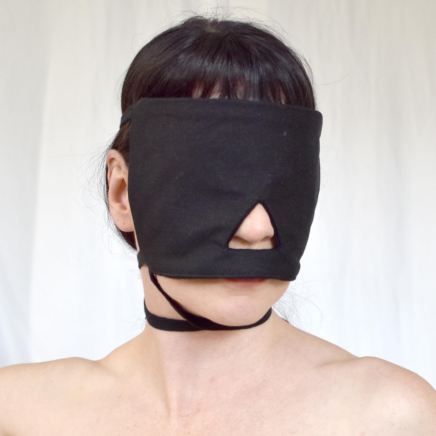 Benda BDSM in cotone – maschera opaca per gli occhi, gioco di ruolo clinico, bondage & giochi fetish, 3 cinghie regolabili