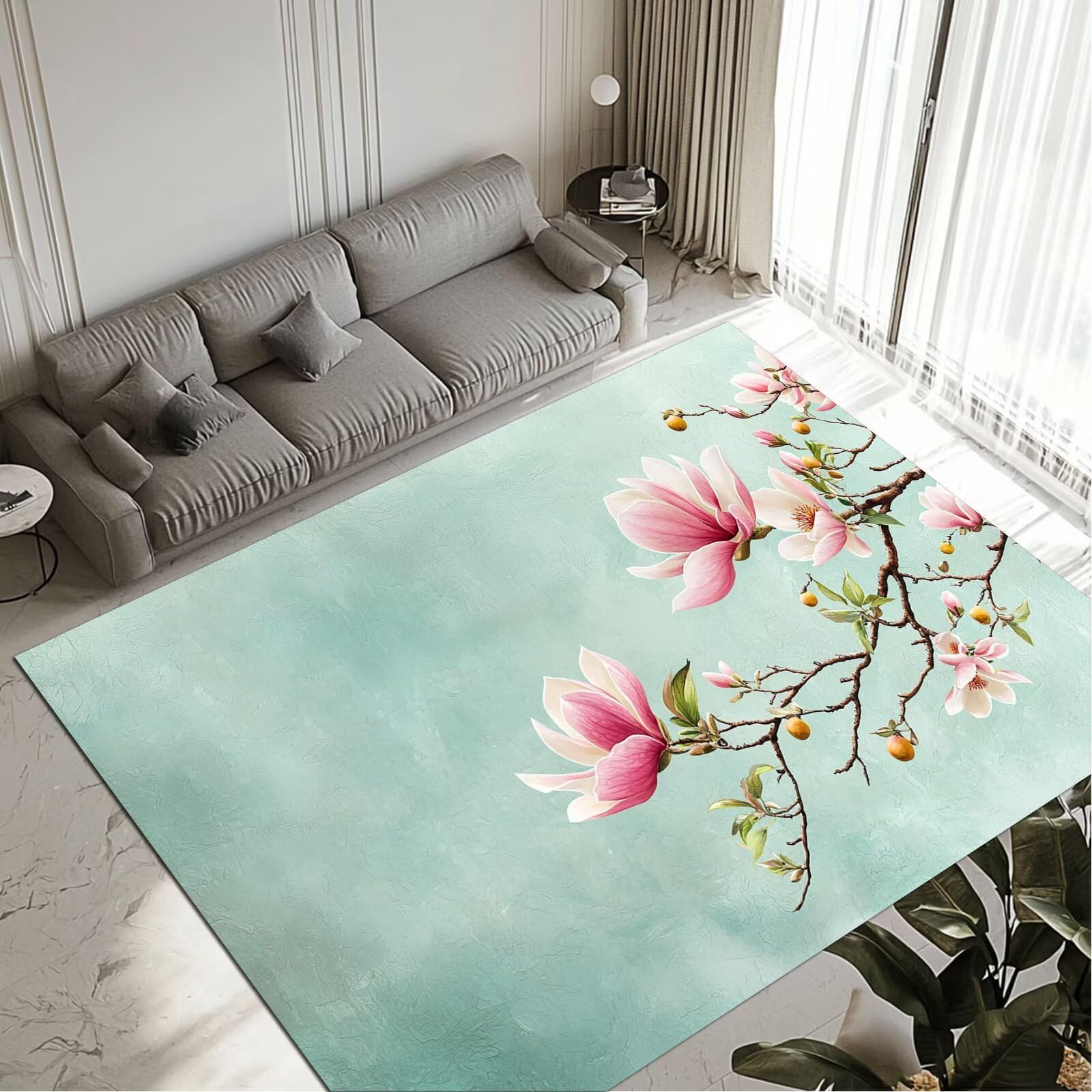 Tapis grand salon Magnolia 80x150cm imperméable décoration intérieure