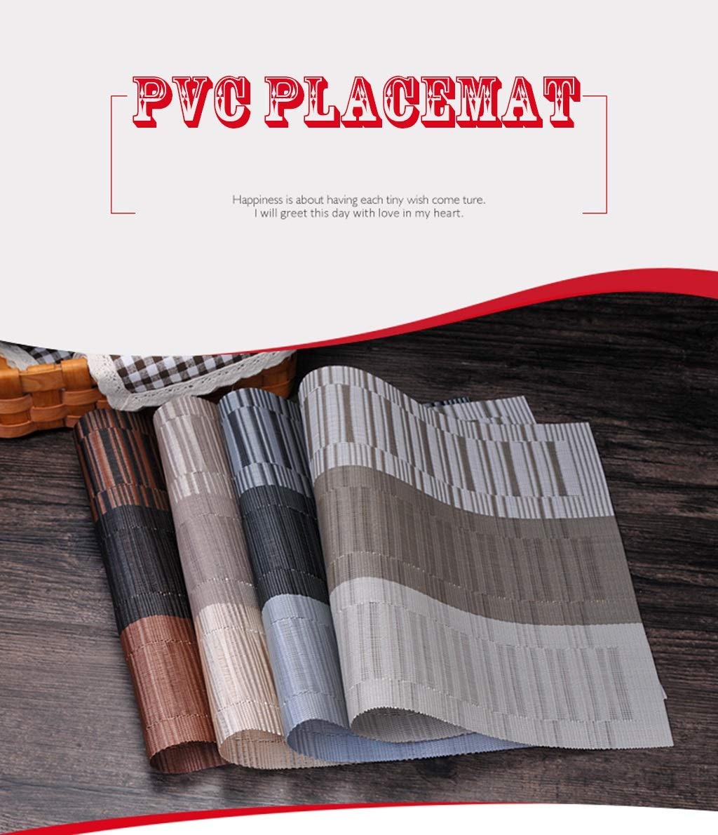 Decorazioni per la tavola, tovagliette, Set di 4 tovagliette rettangolari per Cucina e Pranzo, sottobicchieri in PVC per caffè, tè pomeridiano, Cena, Hotel, 4 Colori.