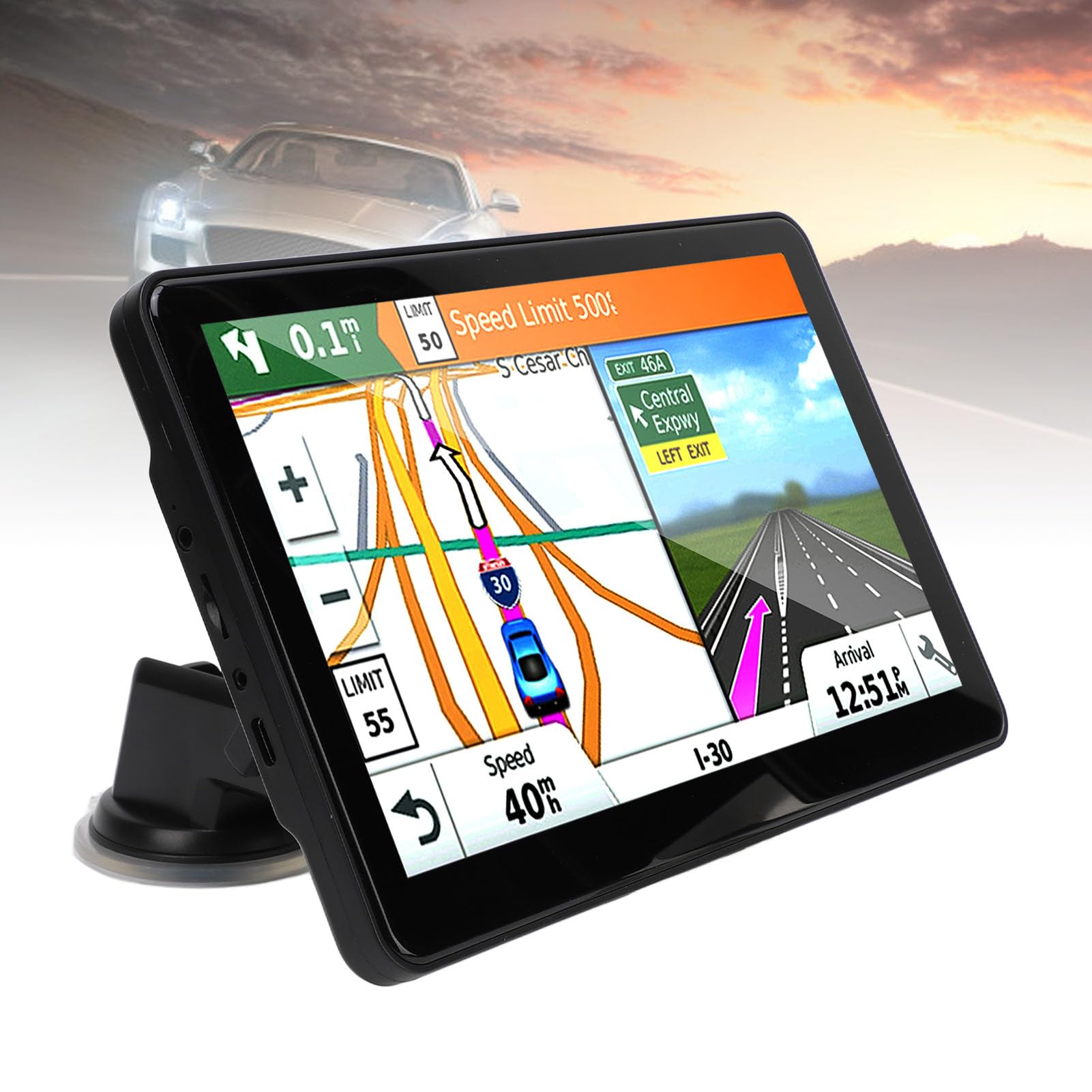 Tragbares Auto-Navigationssystem, 9-Zoll-Auto-Navigationssystem für CarPlay Wireless für Auto 2,5-D-Glas-Touchscreen-Auto-Navigationssystem