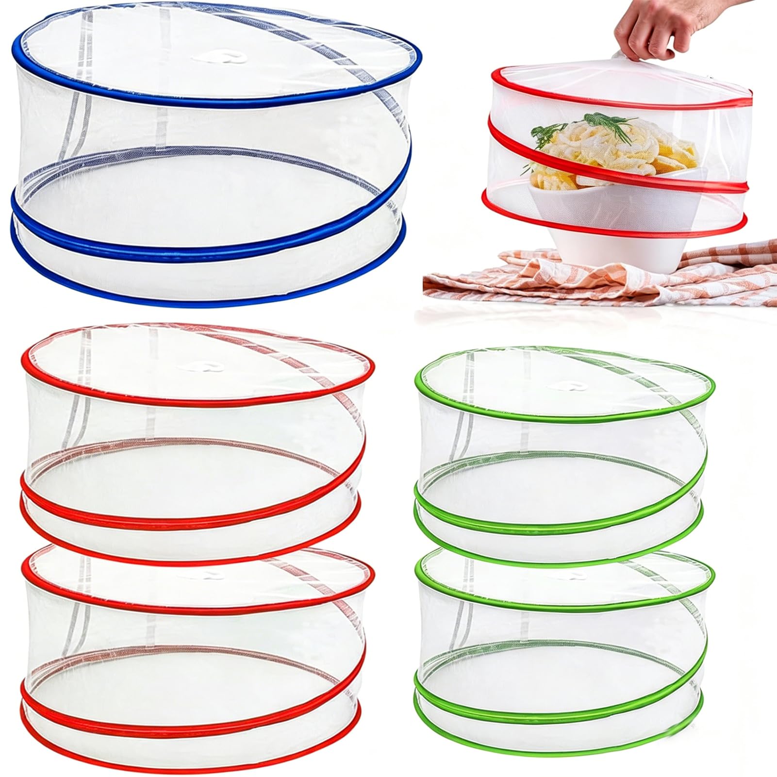 Food Covers Mesh Pop Up, 5Pack Food Net Cover in 3 Sizes Collapsible Fly Covers Protectors for Outdoors Parties Picnics BBQs