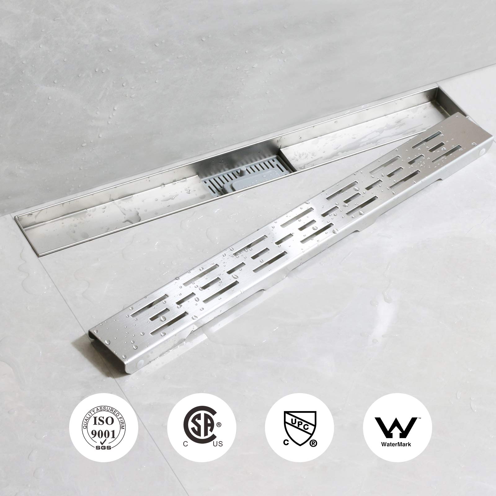 SaniteModar Caniveau Douche Italienne 80 cm, Panneau de Ligne, avec Siphon et Filtre
