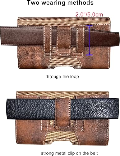 Miniatura 4 de Funda de cuero para teléfono para hombre, cinturón para iPhone 16, 15, 14 Pro Max, Galaxy S23 Ultra, S23 Plus, Moto Edge 40, Maezar XXL, soporte de