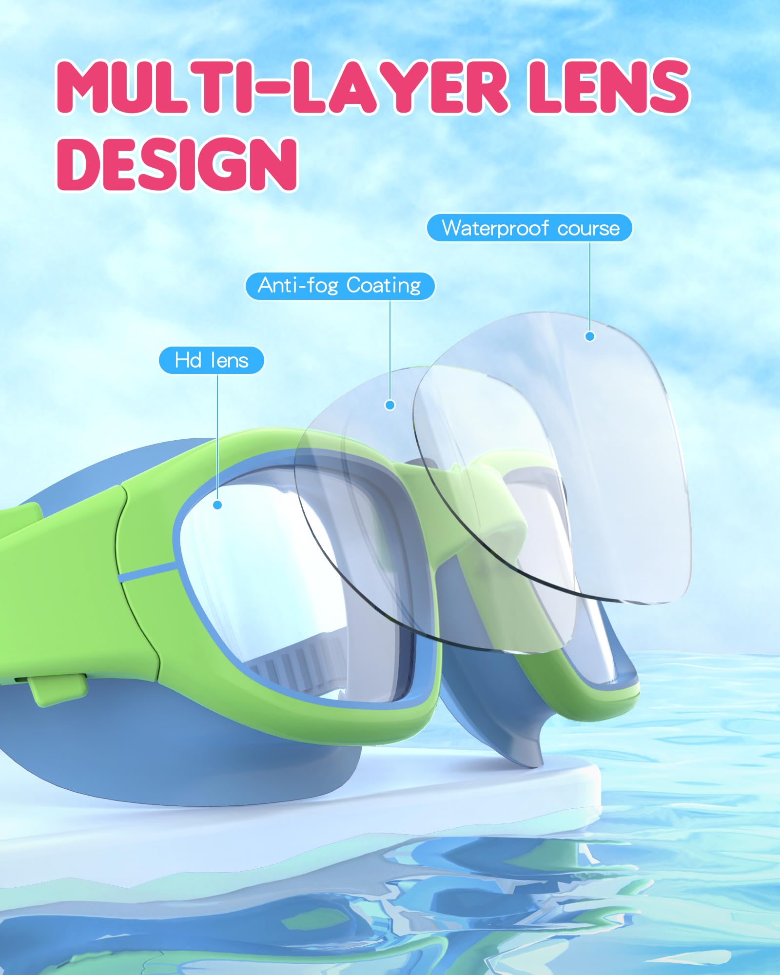 Zeligerstar Kids Swimming Goggles, Swimming Goggles for Kids 6-14, Anti Fog, UV Protection, No Leaking Wide Vision for Boys Girls - Image 3
