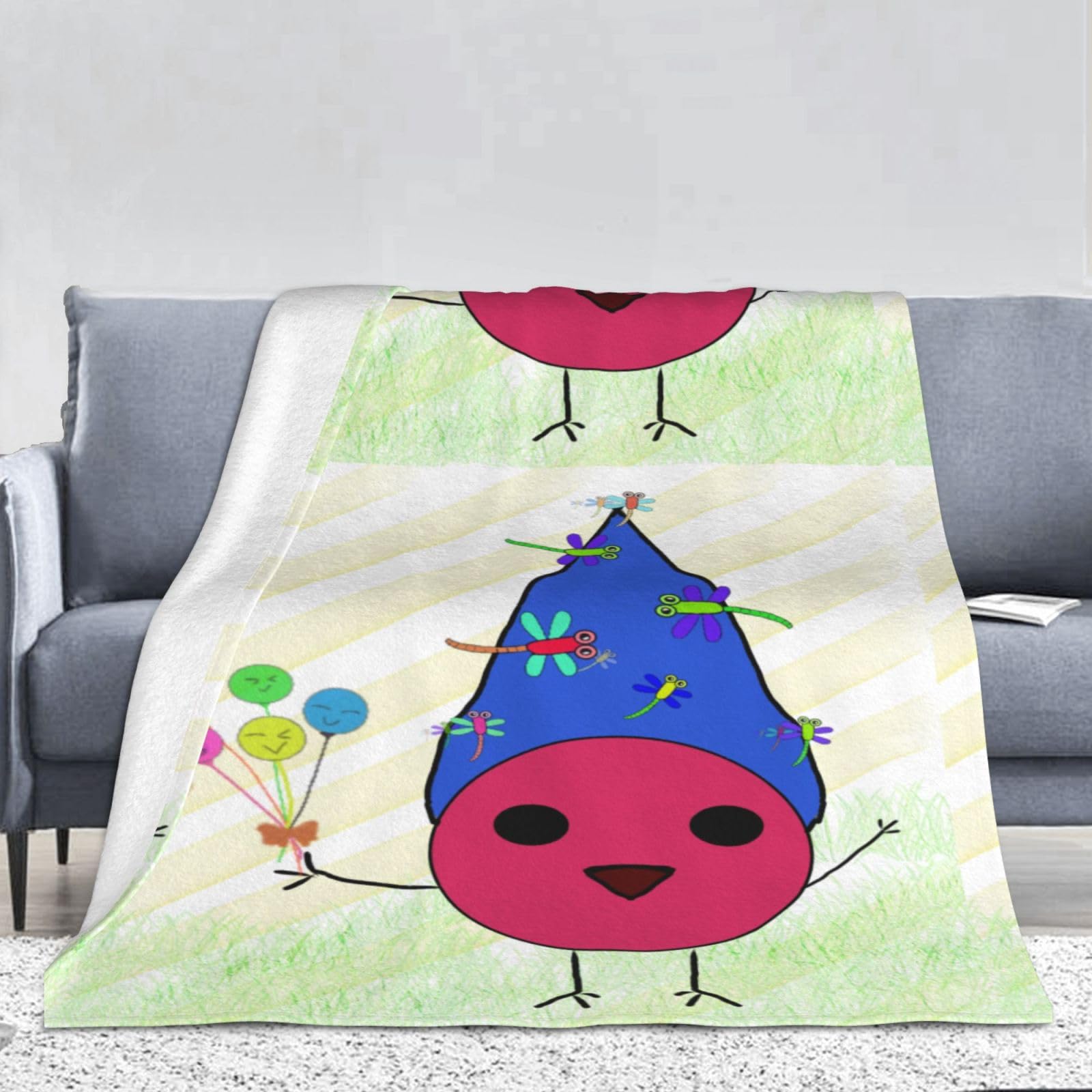 Couverture flanelle poussin grand plaid chaud lit 167x228