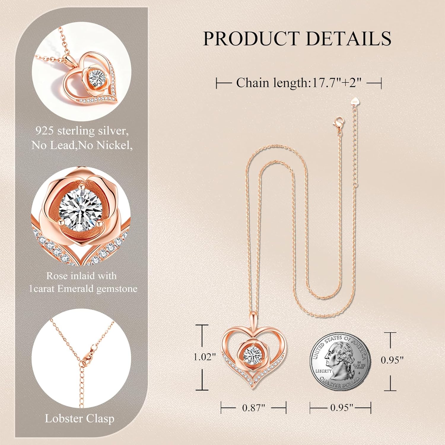 Mother of the Bride Gifts-925 Sterling Silver Rose Heart Necklace Mother of Bride Jewelry for Mother of the Bride Wedding Gift with Message Card and Box - Image 5