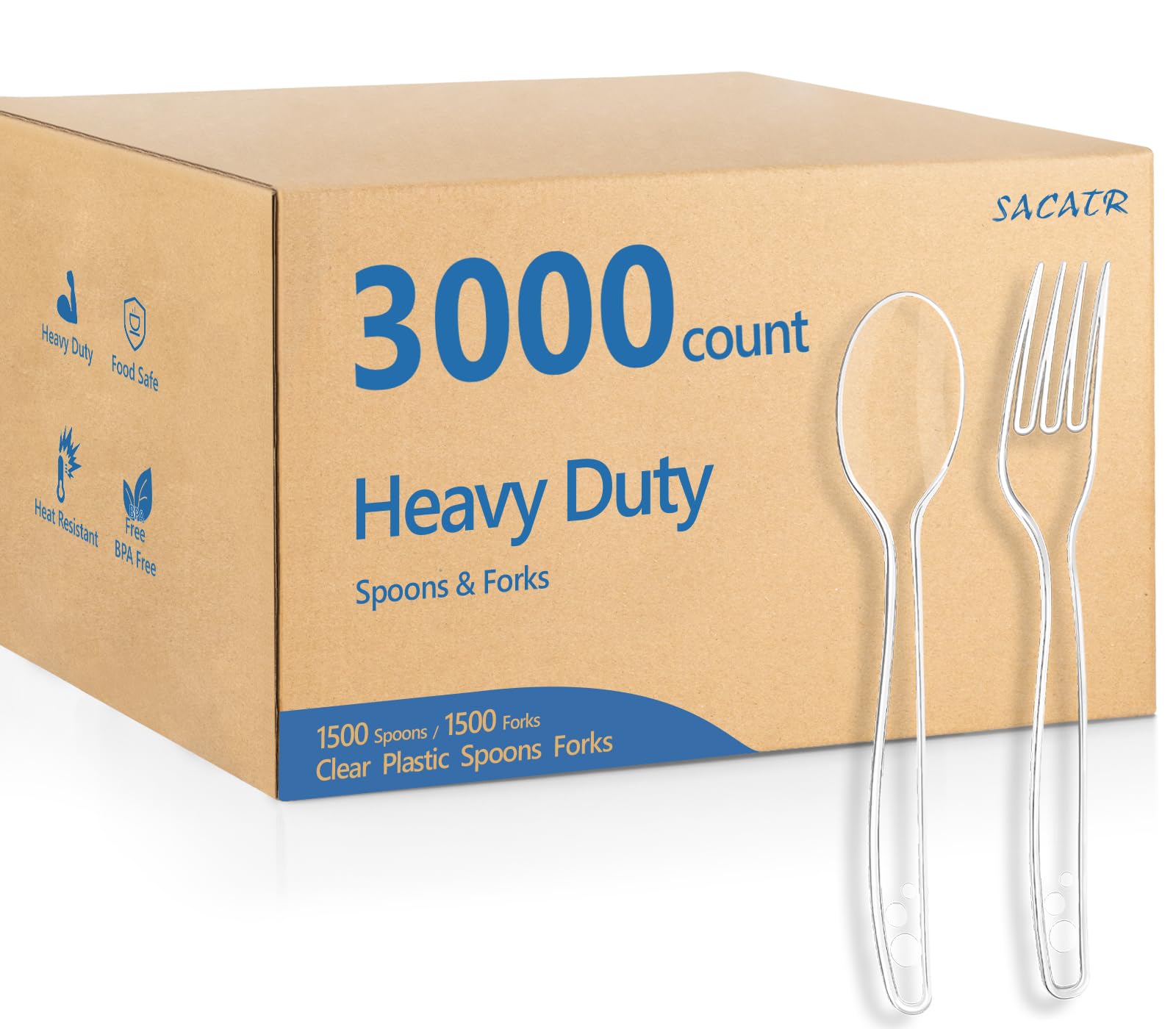 SACATR 1000 Count Clear Plastic Silverware Heavy Duty -Forks, Spoons,Knives — Amazon image 11