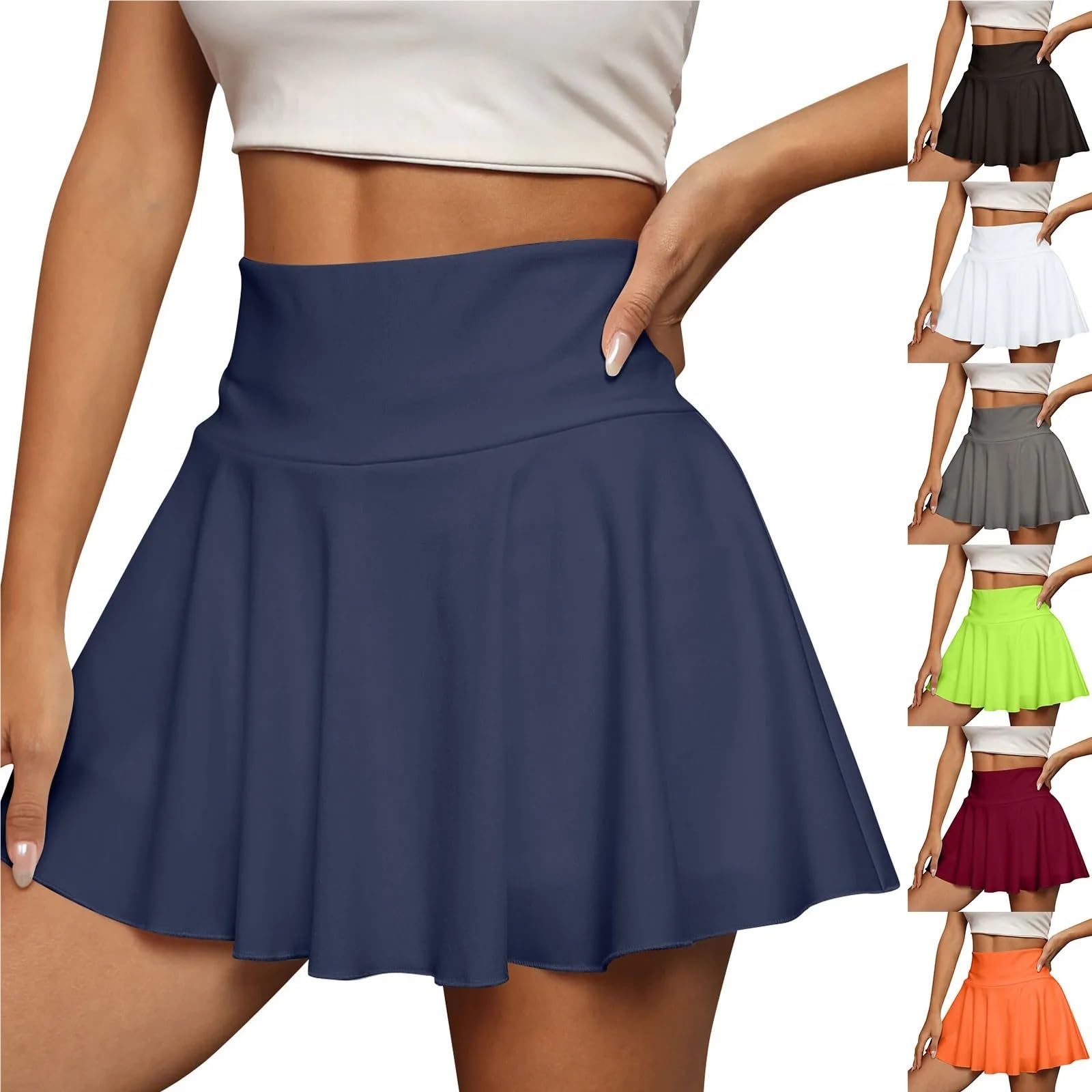 Lässiger Tennisrock for Damen mit hoher Taille und halbem Sportrock, eleganter Faltenrock for Für Tennis Golf Laufen