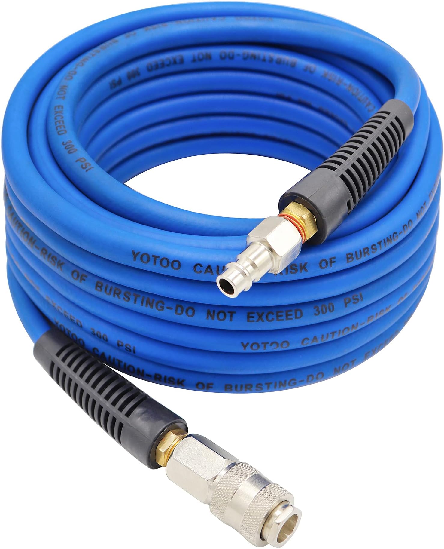 YOTOO Hybrid Air Hose 10m Long 6.5mm ID X 12mm OD 300 PSI with 1/4-Inch Europe Steel Quick Coupler Fittings and Bend Restrictors for Heavy Duty, Lightweight, Flexible at All Weather Use, Blue