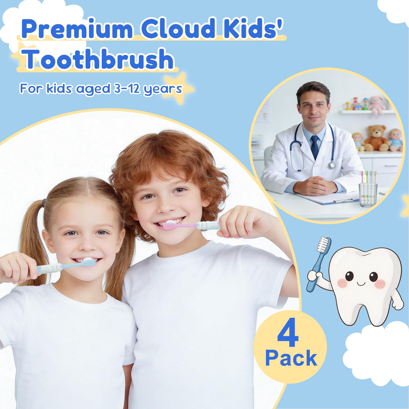 Spazzolino da denti usa e getta per bambini, confezionato singolarmente, 4 colori, morbido, aiuta a prevenire carie e diseas gengivali, per viaggi in famiglia, picnic, ragazzi e ragazze (100)