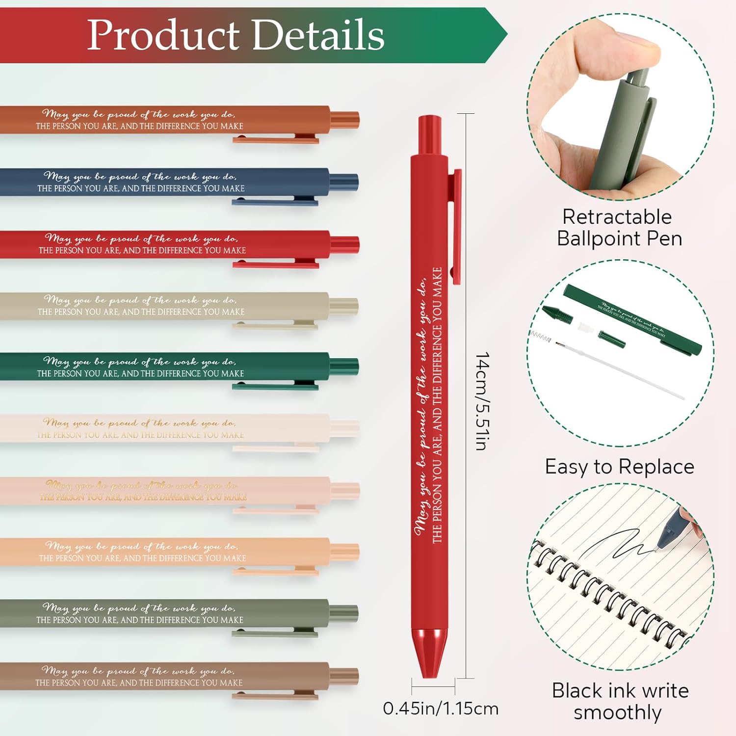 Jetec 100 Pcs/50 Sets Motivational Spiral Notebook with Sticky Notes Pen Bulk Boho Inspirational Journals Employee Appreciation Thank You Gift for Teacher Coworker Staff Team (Earth Tone)