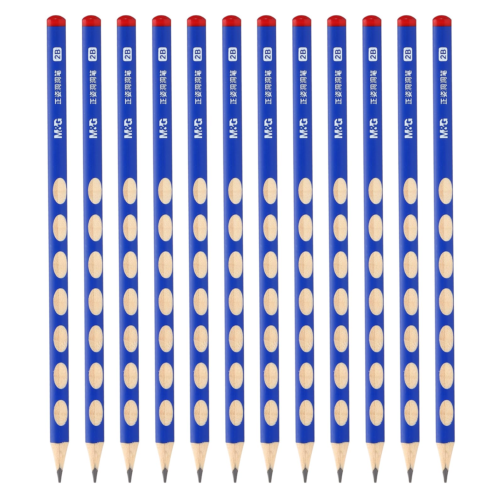 M&G Wooden Triangular Pencils, 12 Pcs Graphite Round Pencils for Classroom & Office, Blue