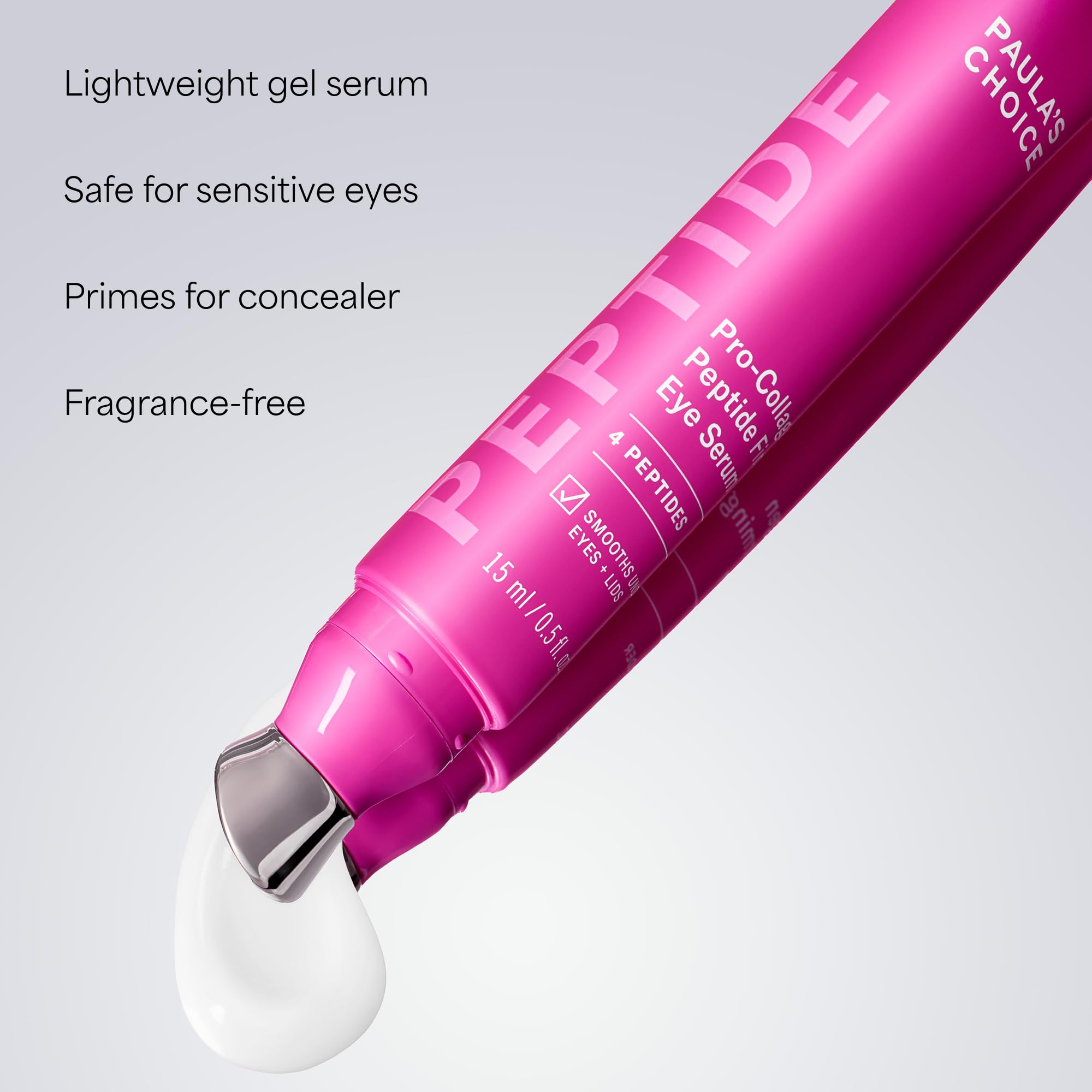 Paula's Choice Pro-Collagen Peptide Straffendes Augenserum, 15 ml | Anti-Aging Peptide Augenserum - Reduziert Schwellungen & Spendet Feuchtigkeit - Leichte Gel-Serum - Metallapplikator
