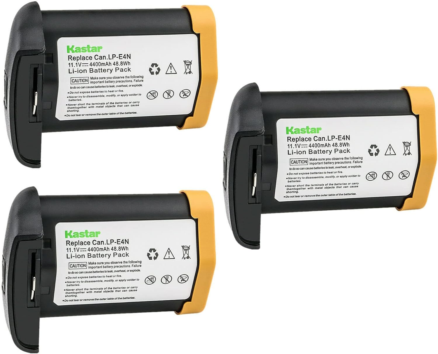 [Fully Decoded] Kastar 3-Pack 11.1V 4400mAh LP-E4N Battery Replacement for Canon EOS 1D C, EOS 1D X, EOS 1D X Mark II, Mark 2, EOS 1D Mark III, Mark 3, EOS 1Ds Mark III, Mark 3, EOS 1D Mark IV, Mark 4