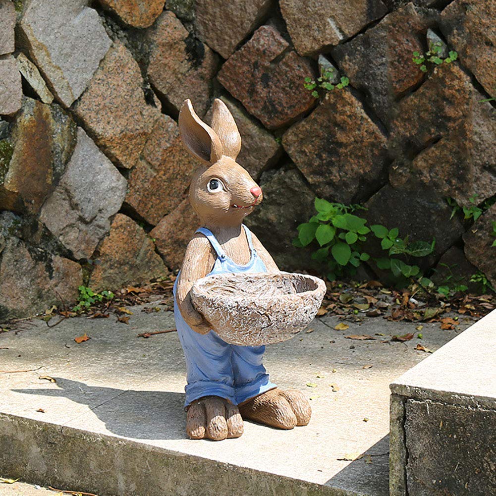 Statua Coniglio In Resina Vaso Per Piante - Rosa - Decorazione Giardino Fatata