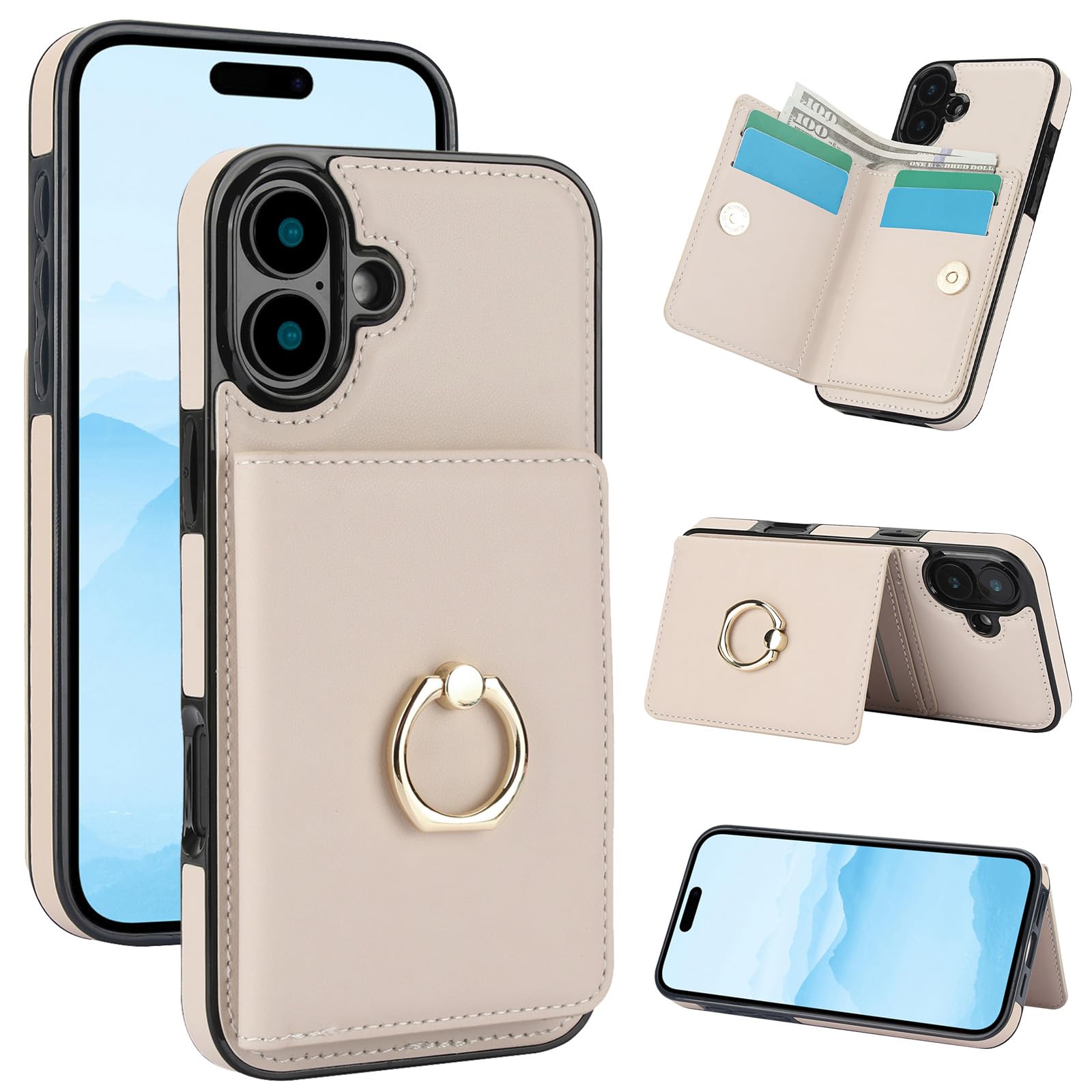 iPhone 16 ケース 手帳型 アイフォン16 ケース 財布型 アイホン16ケース スマホケース iPhone 16 背面カード収納 スタンド機能 iPhoneケース 16 iPhone16 カバー いphone16 手帳型ケース あいほん16ケース手帳型 PUレザー 一体型リング付き 携帯ケース iPhone 16 case シンプル おしゃれ 耐衝撃 RFIDブロック機能 - オフホワイト
