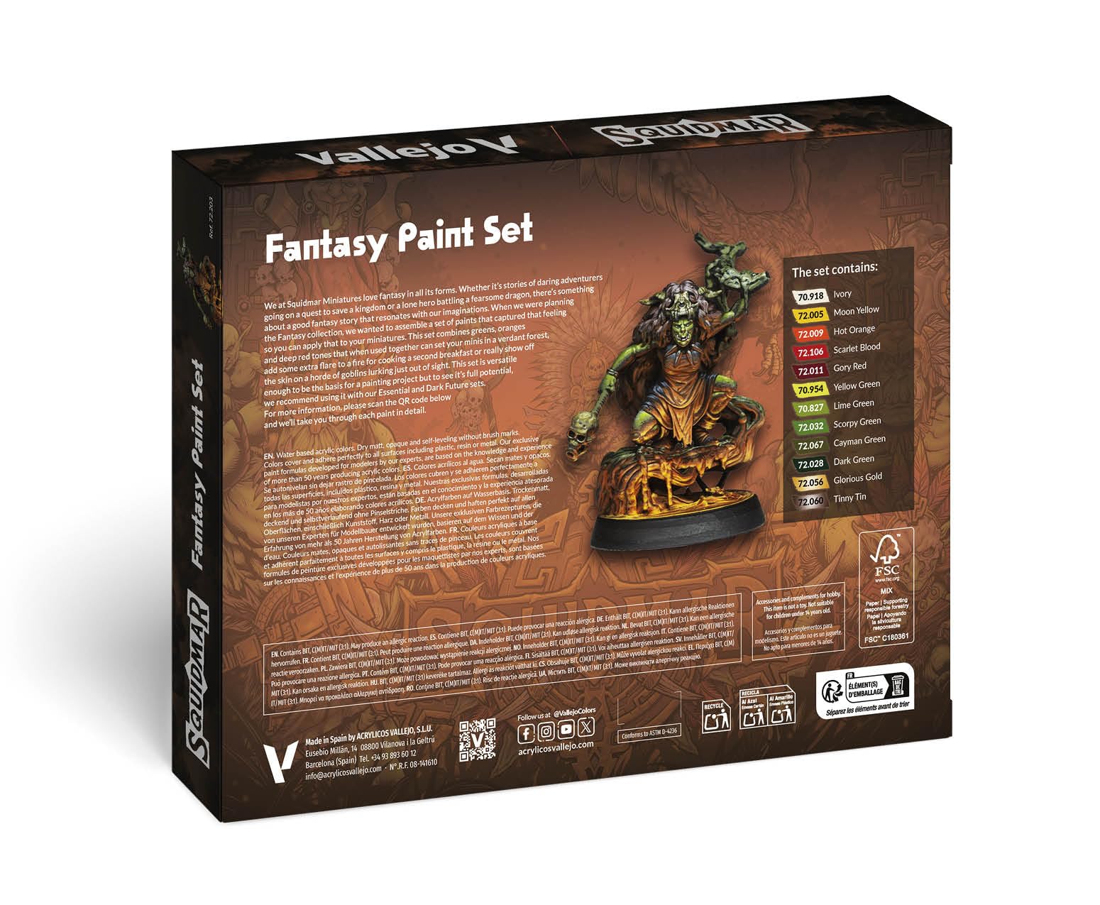 Vallejo - Fantasy Paint Set 12 x 18 ml/0,6 fl oz con Miniatura