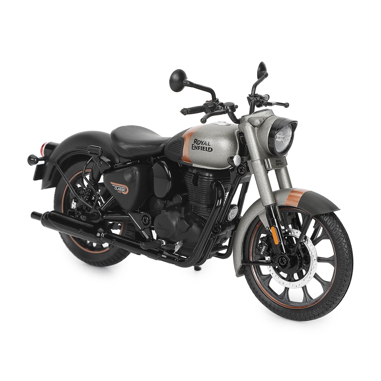 Royal Enfield New Classis 350 Scale Model | 1: 12 | Rear-View Mirrors | Free Rolling Wheels | Steerable Handlebar | Working Rear Suspension and Side Stand | Gun Grey-image-42