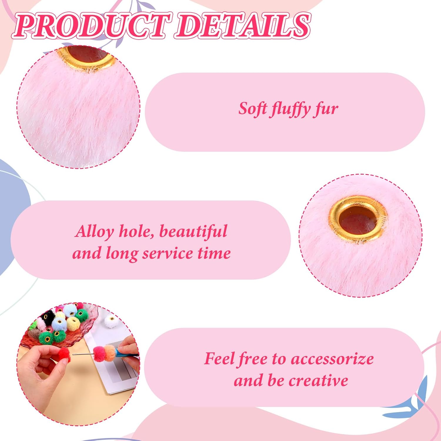 200 Pcs Fluffy Pom Pom Beads, Fuzzy Beads for Pens Mixed Color Soft Puff Bead for DIY Jewelry Keychain Handicrafts Craft Accessories (0.8 Inch, Random Colors) - Image 3