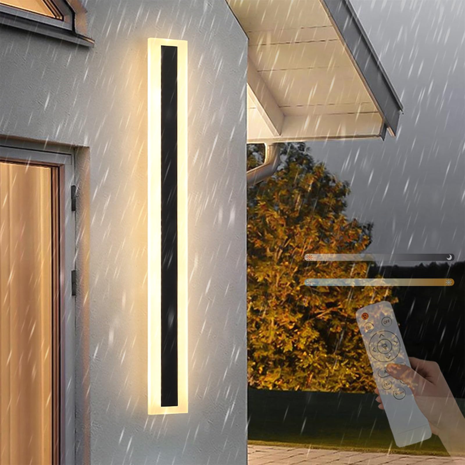 LED-Wandleuchte aus Acryl, minimalistisch, IP65, Avec Telécommande, variabel, dreifarbig, 2700 K-6500 K, für Garage, Magasin, Façade (30 cm, A)