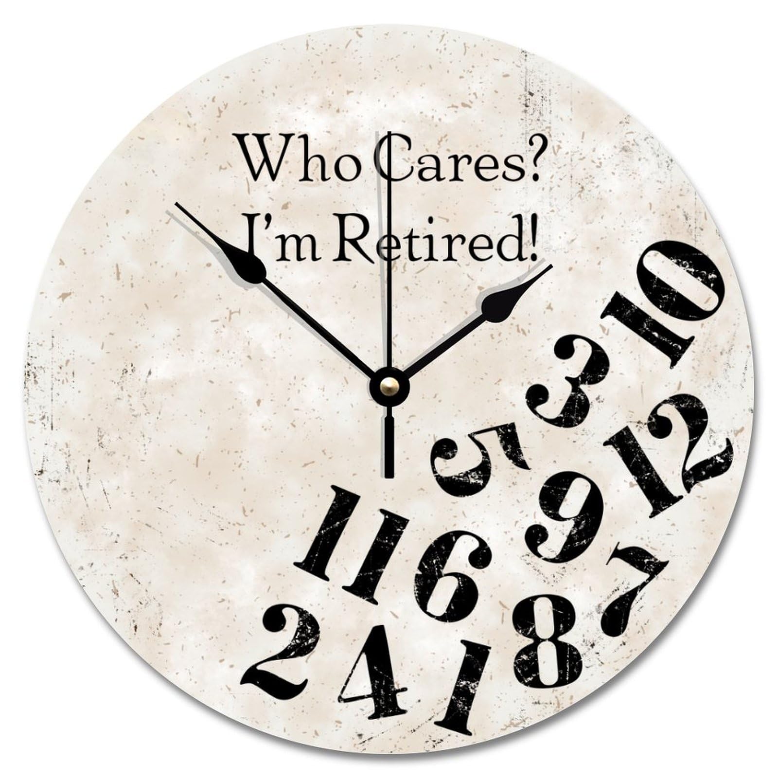 LMMIXEE Who Cares I'm Retired Wall Clock Whatever Wall Clocks Battery Operated 12 Inch Quiet Non-ticking Farmhouse Modern Wall Decor for Living Room Kitchen Bedroom Bathroom