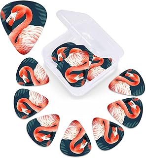 Flamingo Bird print Guitar Picks 12 Pack Personalized Guitar Picks with Storage Box Guitar Accessories for Ukulele Electric Acoustic Guitars Bass