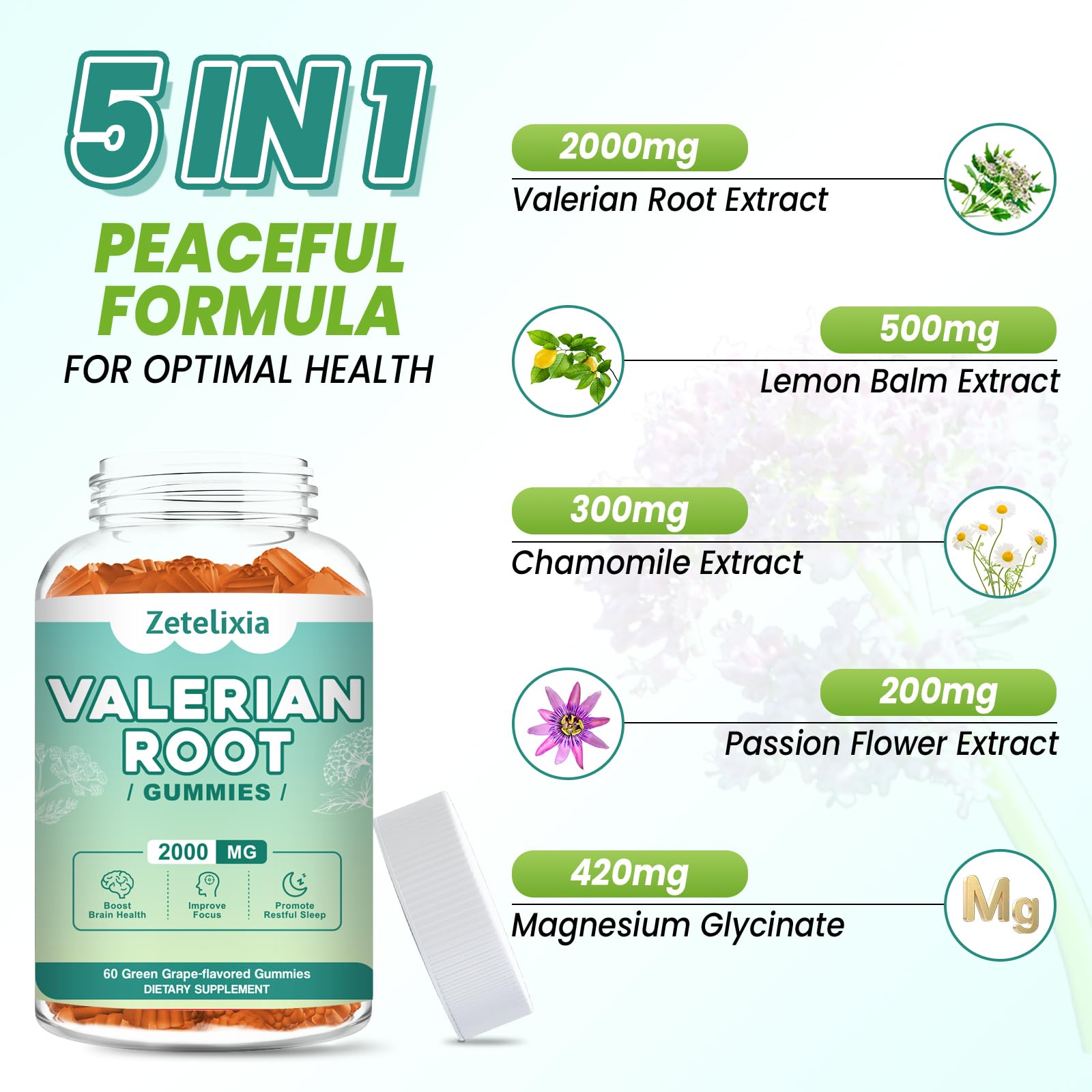 Organic Valerian Root Gummies for Sleep, Melatonin Free, 60 Count — Amazon image 5