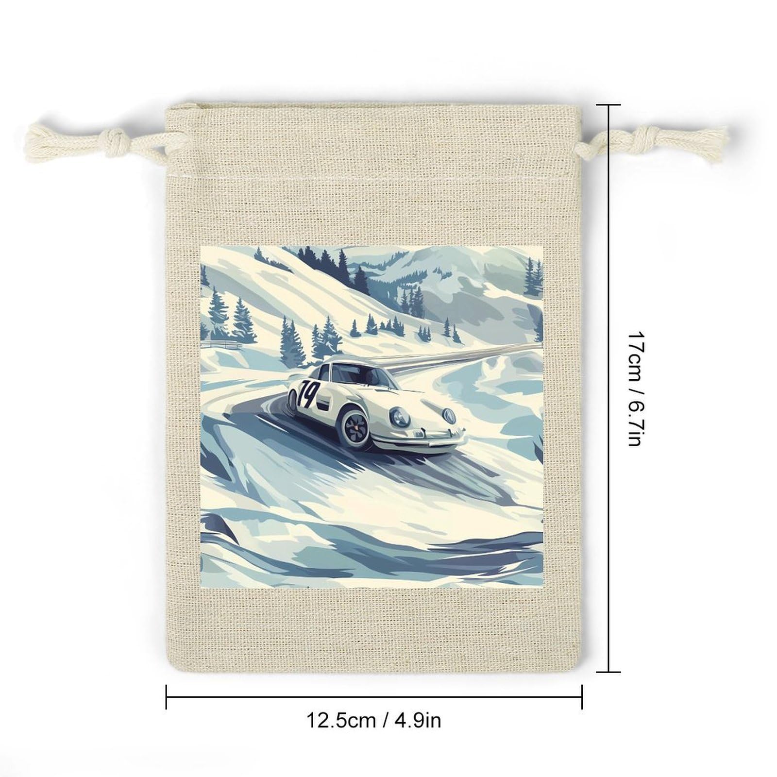 Snow Mountain Racing Car 8 Pack Small Gift Bags Cotton And Linen Drawstring Pockets Sachet Bag for Party Home Supplies