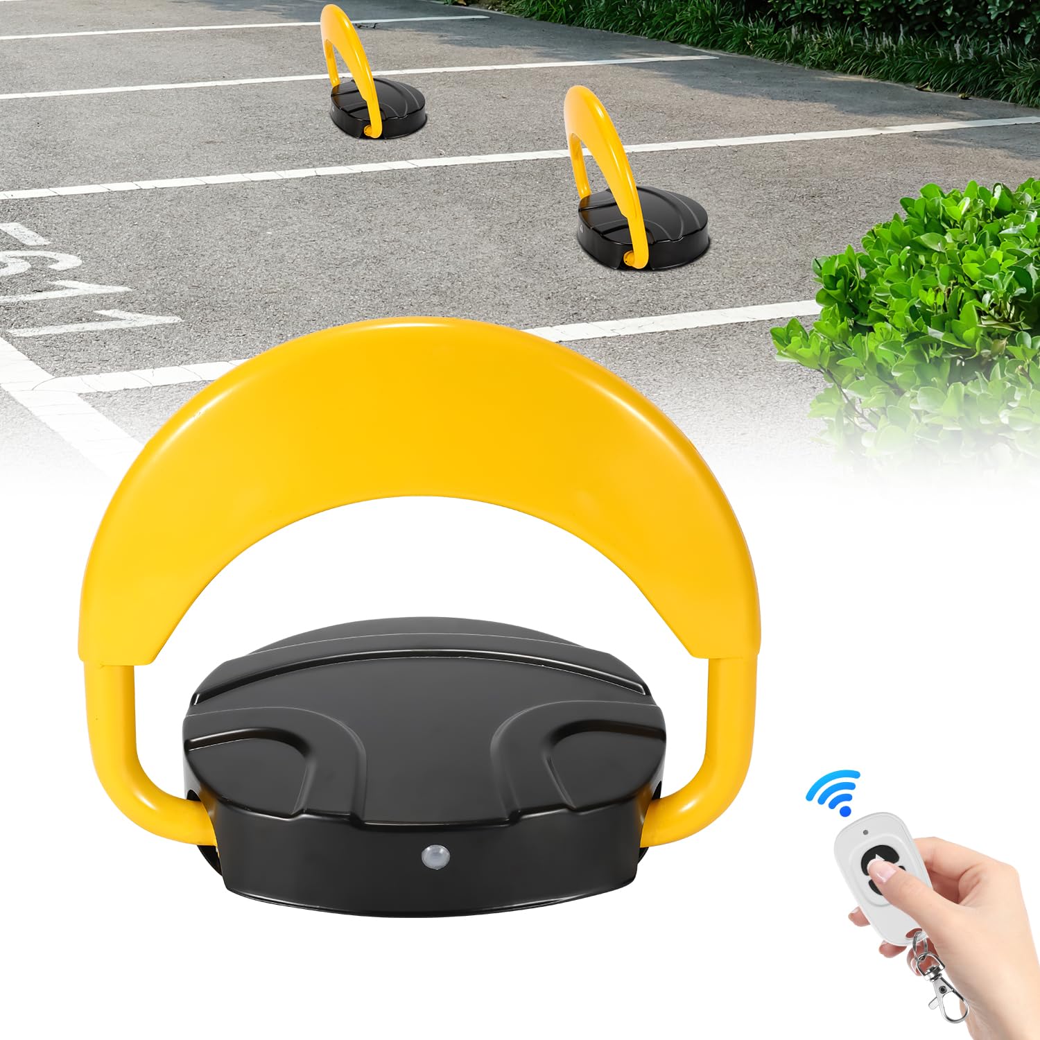 2x Barrera de estacionamiento plegable, barrera de estacionamiento con mando a distancia, alcance del mando a distancia 20 m barrera de poste de estacionamiento,barrera de estacionamiento
