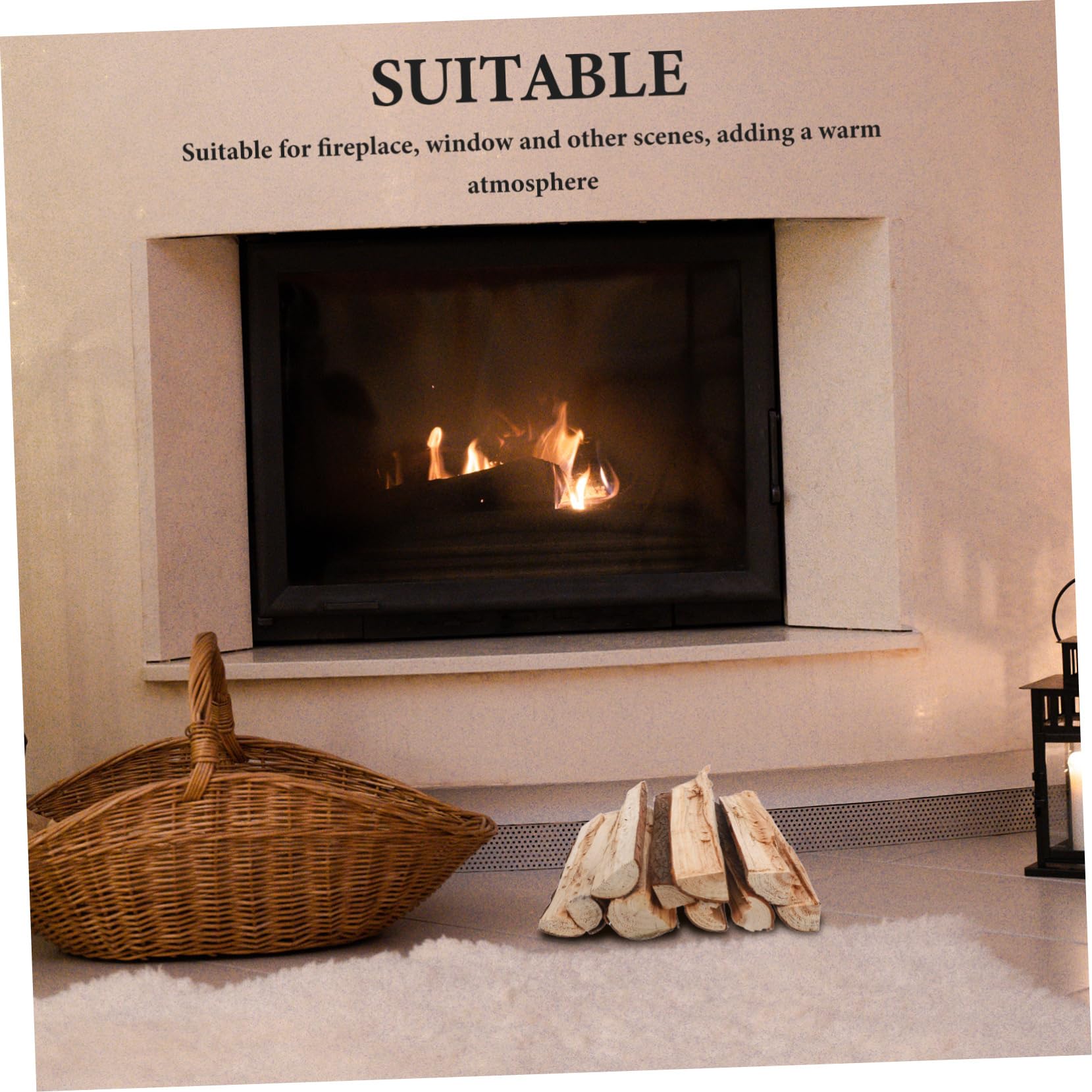 Leños Falsos para Chimenea Decorativos 10 Unidades Madera Natural Rústica Inserto Chimenea Leña Interior Ambiente Acogedor Hogareño