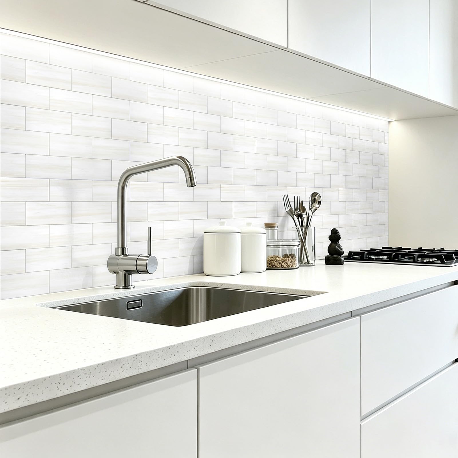 Art3d 102 piezas de azulejos de pared para salpicaduras de cocina, baño, chimenea, 3 x 6 pulgadas, azulejos de metro, color crema y blanco