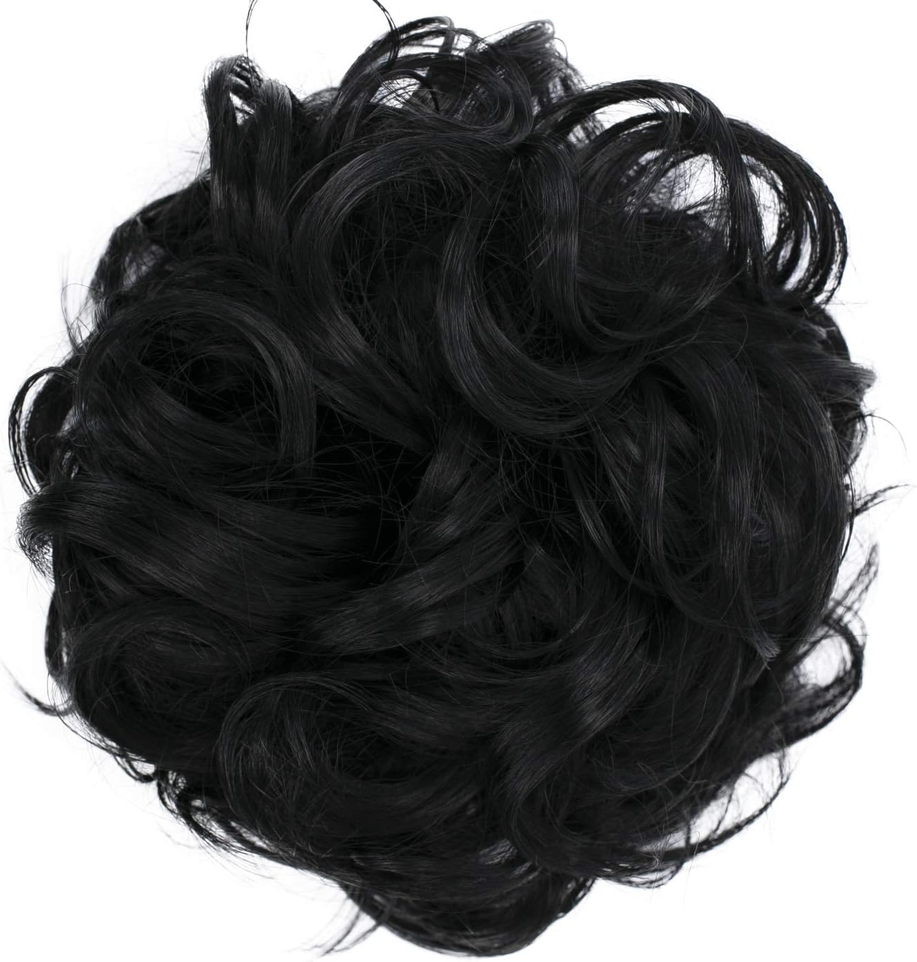 Messy Scrunchie Bun Voluminous Wavy Hairpiece Heat-resistant Synthetic Fibres Black G1A