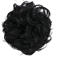 Vista 21 de CAISHA Big Banda Elástica Postizo de Cabello Rizado Ideal para Peinados Recogidos de Novias o Moños Desaliñados, Color Mezcla de Castaño Oscuro